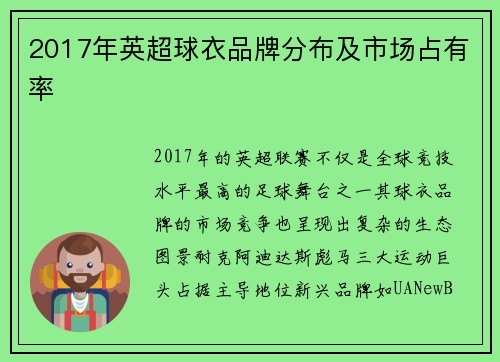 2017年英超球衣品牌分布及市场占有率