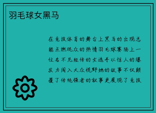 羽毛球女黑马